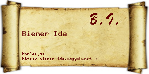 Biener Ida névjegykártya